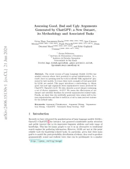 Assessing Good, Bad and Ugly Arguments Generated by ChatGPT: a New
  Dataset, its Methodology and Associated Tasks