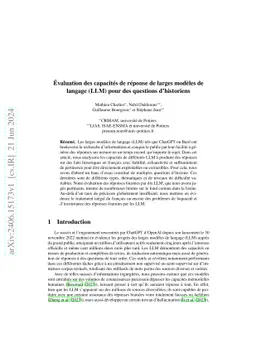Évaluation des capacités de réponse de larges modèles de langage
  (LLM) pour des questions d'historiens