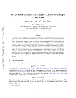 Large Batch Analysis for Adagrad Under Anisotropic Smoothness