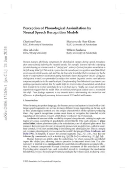 Perception of Phonological Assimilation by Neural Speech Recognition
  Models