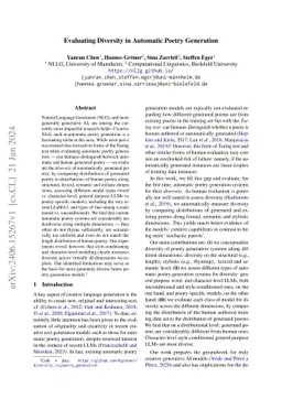 Evaluating Diversity in Automatic Poetry Generation