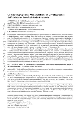 Computing Optimal Manipulations in Cryptographic Self-Selection
  Proof-of-Stake Protocols