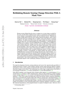 Rethinking Remote Sensing Change Detection With A Mask View