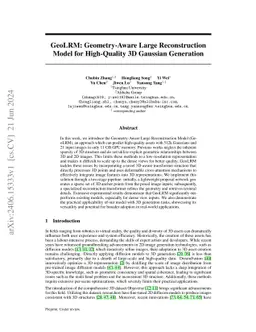 GeoLRM: Geometry-Aware Large Reconstruction Model for High-Quality 3D
  Gaussian Generation