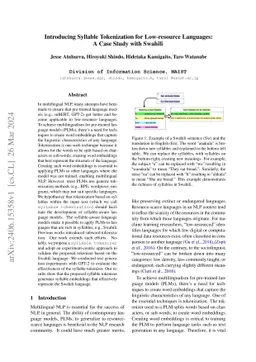 Introducing Syllable Tokenization for Low-resource Languages: A Case
  Study with Swahili