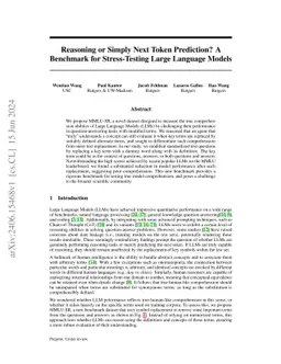 Reasoning or Simply Next Token Prediction? A Benchmark for
  Stress-Testing Large Language Models