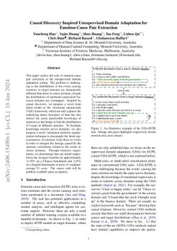 Causal Discovery Inspired Unsupervised Domain Adaptation for Emotion-Cause Pair Extraction
