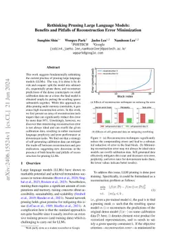 Rethinking Pruning Large Language Models: Benefits and Pitfalls of
  Reconstruction Error Minimization