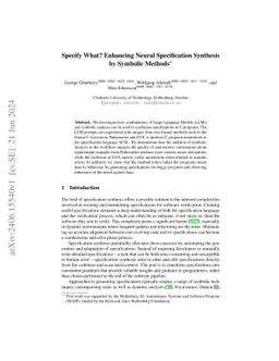 Specify What? Enhancing Neural Specification Synthesis by Symbolic
  Methods