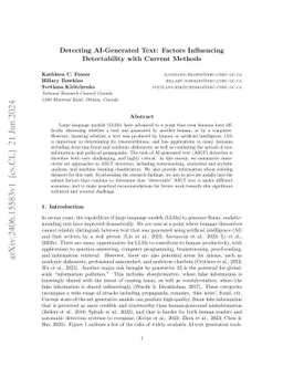 Detecting AI-Generated Text: Factors Influencing Detectability with Current Methods