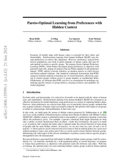 Pareto-Optimal Learning from Preferences with Hidden Context