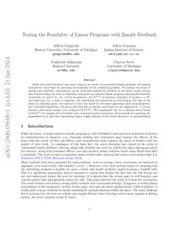 Testing the Feasibility of Linear Programs with Bandit Feedback