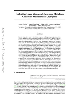 Evaluating Large Vision-and-Language Models on Children's Mathematical
  Olympiads