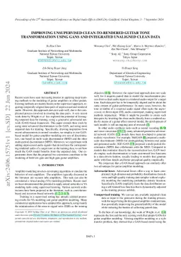 Improving Unsupervised Clean-to-Rendered Guitar Tone Transformation
  Using GANs and Integrated Unaligned Clean Data