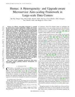 Humas: A Heterogeneity- and Upgrade-aware Microservice Auto-scaling
  Framework in Large-scale Data Centers
