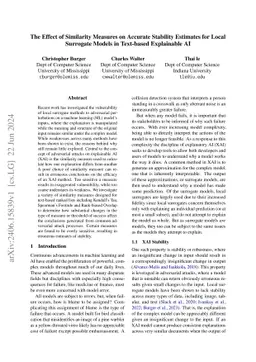 The Effect of Similarity Measures on Accurate Stability Estimates for Local Surrogate Models in Text-based Explainable AI