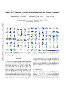 Shape2.5D: A Dataset of Texture-less Surfaces for Depth and Normals
  Estimation