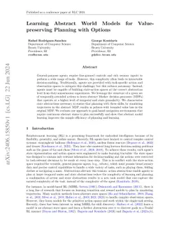 Learning Abstract World Model for Value-preserving Planning with Options