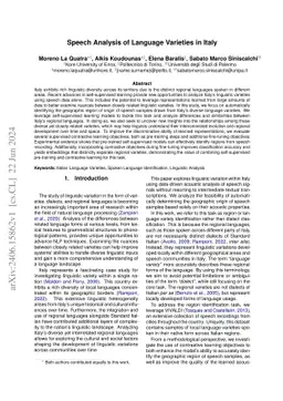 Speech Analysis of Language Varieties in Italy