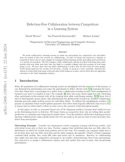 Defection-Free Collaboration between Competitors in a Learning System