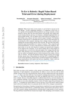 To Err is Robotic: Rapid Value-Based Trial-and-Error during Deployment