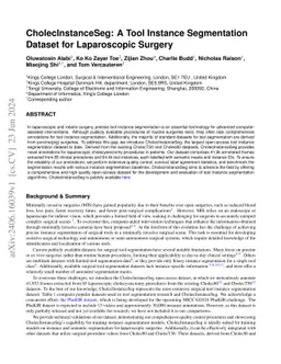 CholecInstanceSeg: A Tool Instance Segmentation Dataset for Laparoscopic Surgery