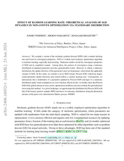 Effect of Random Learning Rate: Theoretical Analysis of SGD Dynamics in Non-Convex Optimization via Stationary Distribution