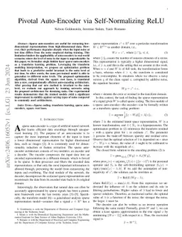 Pivotal Auto-Encoder via Self-Normalizing ReLU