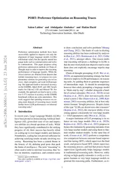 PORT: Preference Optimization on Reasoning Traces
