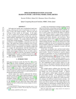 Speech Representation Analysis based on Inter- and Intra-Model
  Similarities