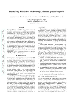Decoder-only Architecture for Streaming End-to-end Speech Recognition
