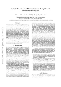 Contextualized End-to-end Automatic Speech Recognition with Intermediate
  Biasing Loss