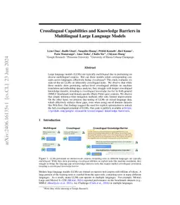 Crosslingual Capabilities and Knowledge Barriers in Multilingual Large Language Models