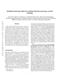 MLPHand: Real Time Multi-View 3D Hand Mesh Reconstruction via MLP
  Modeling