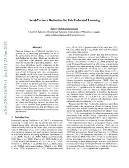 Semi-Variance Reduction for Fair Federated Learning