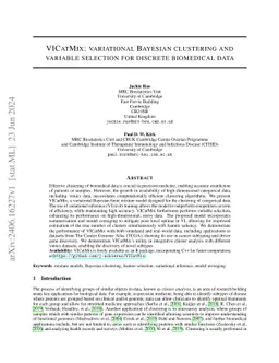 VICatMix: variational Bayesian clustering and variable selection for discrete biomedical data