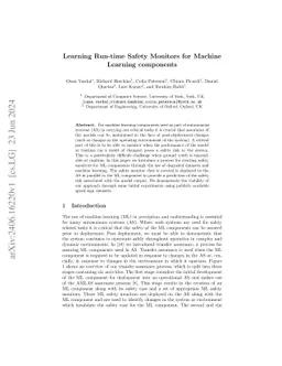 Learning Run-time Safety Monitors for Machine Learning Components