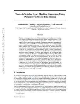 Towards Scalable Exact Machine Unlearning Using Parameter-Efficient Fine-Tuning