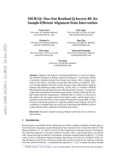 MEReQ: Max-Ent Residual-Q Inverse RL for Sample-Efficient Alignment from Intervention