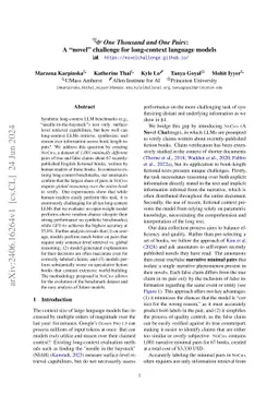 One Thousand and One Pairs: A "novel" challenge for long-context
  language models