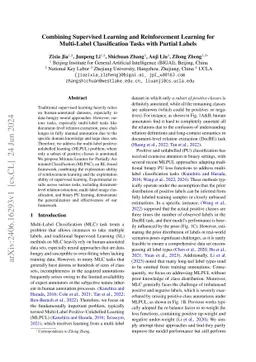 Combining Supervised Learning and Reinforcement Learning for Multi-Label
  Classification Tasks with Partial Labels