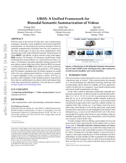 UBiSS: A Unified Framework for Bimodal Semantic Summarization of Videos
