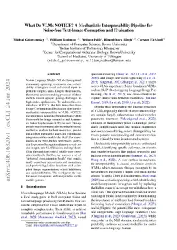 What Do VLMs NOTICE? A Mechanistic Interpretability Pipeline for Gaussian-Noise-free Text-Image Corruption and Evaluation