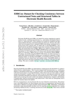 EHRCon: Dataset for Checking Consistency between Unstructured Notes and Structured Tables in Electronic Health Records