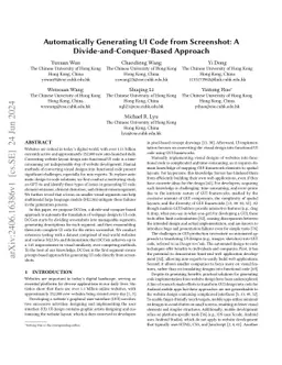 Automatically Generating UI Code from Screenshot: A Divide-and-Conquer-Based Approach