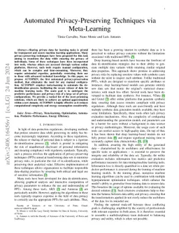 Automated Privacy-Preserving Techniques via Meta-Learning