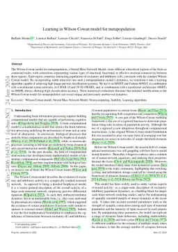 Learning in Wilson-Cowan model for metapopulation