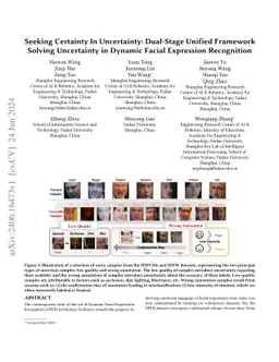 Seeking Certainty In Uncertainty: Dual-Stage Unified Framework Solving
  Uncertainty in Dynamic Facial Expression Recognition