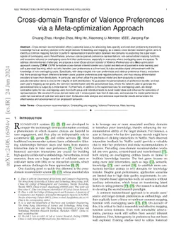 Cross-domain Transfer of Valence Preferences via a Meta-optimization
  Approach