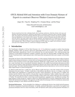 OTCE: Hybrid SSM and Attention with Cross Domain Mixture of Experts to
  construct Observer-Thinker-Conceiver-Expresser